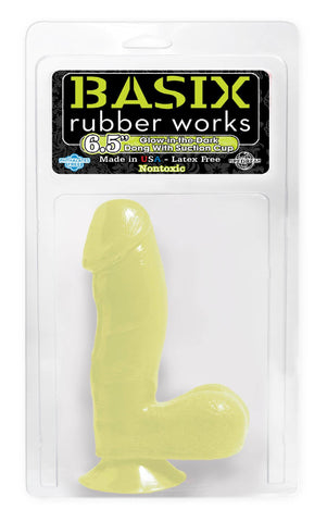 Basix Rubber Works 6.5in Dong W-suction Glow In The Dar