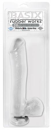 Basix Rubber Works 10in Dong W-suction Cup Clear
