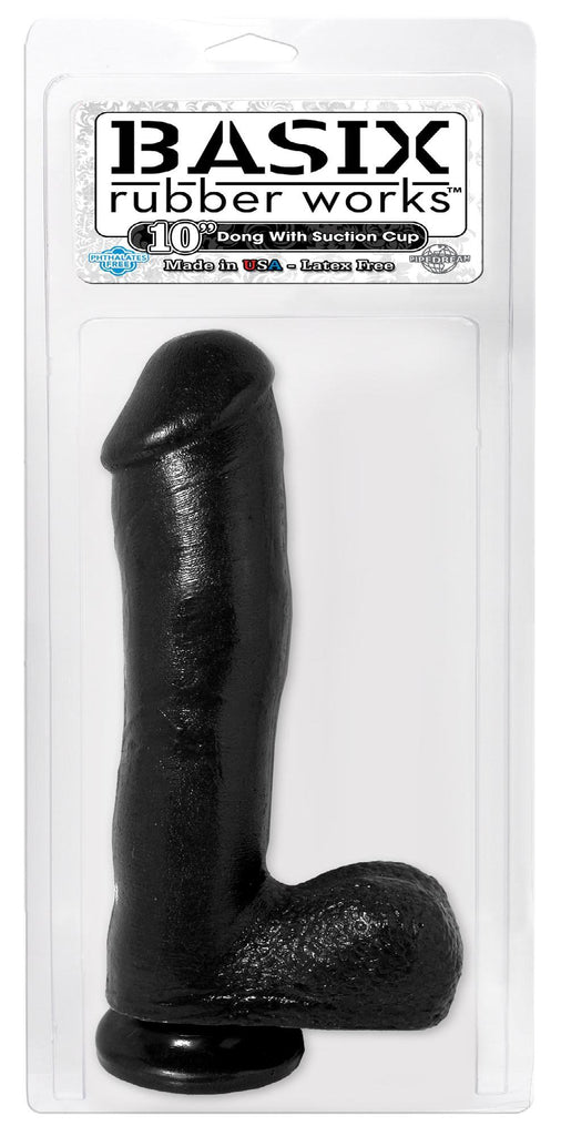 Basix Rubber Works 10in Dong W-suction Cup Black