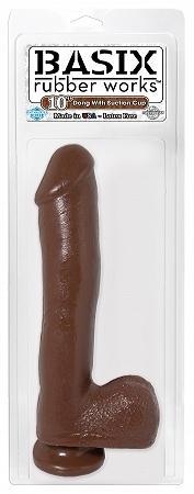 Basix Rubber Works 10in Dong W-suction Cup Brown