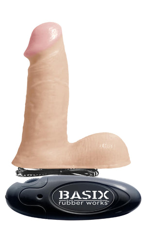 Basix Rubber Works 6in Vibrating Dong Flesh
