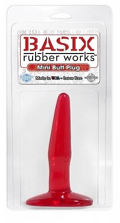 Basix Rubber Works 4in Mini Butt Plug Red