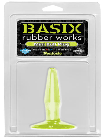 Basix Rubber Works Mini Butt Plug- Glow In The Dark