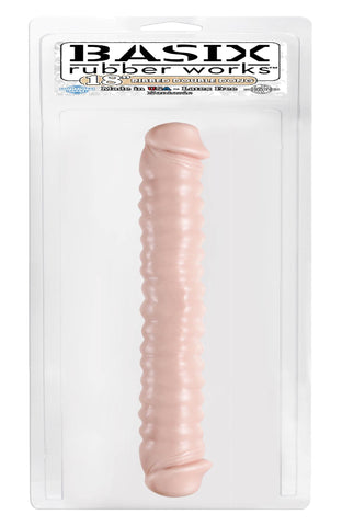 Basix Rubber Works 18in Ribbed Double Dong Flesh