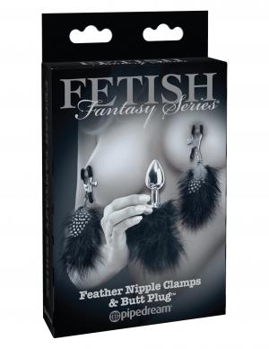 Fetish Fantasy Feather Nipple Clamps & Anal Plug