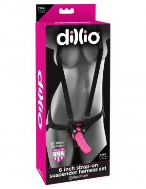 Dillio 6 Strap On Suspender Harness Set Pink "