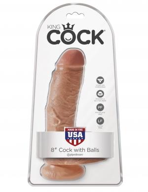King Cock 8 Cock W-balls Tan "