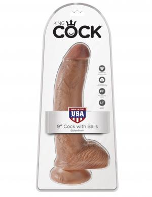 King Cock 9 Cock W-balls Tan "