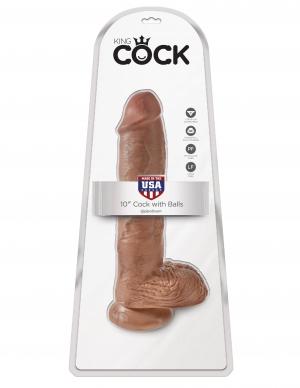 King Cock 10 Cock W-balls Tan "