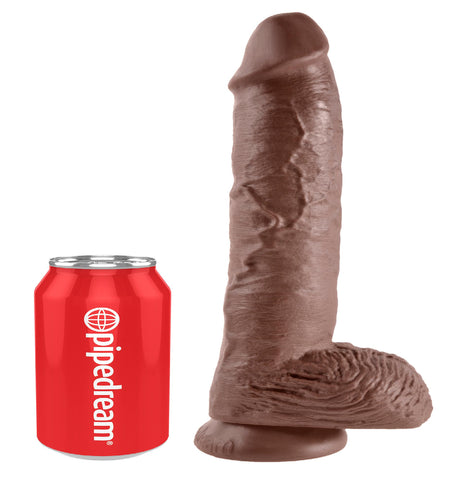 King Cock 10in Cock W-balls Brown