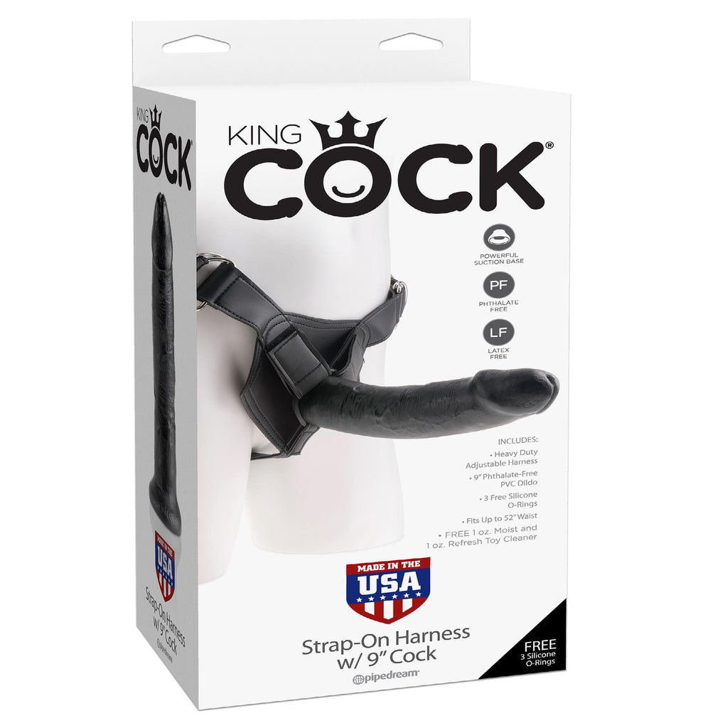 King Cock Strap On Harness W-9 Cock Black "