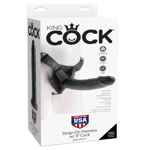 King Cock Strap On Harness W-9 Cock Black "