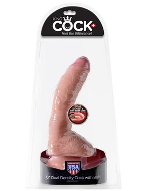 King Cock Dual Density 10 Cock W-balls Flesh "