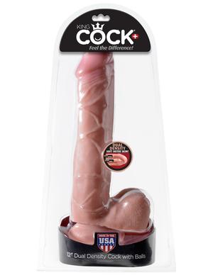 King Cock Dual Density 12 Fat Cock W-balls Flesh "