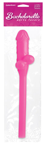 Bachelorette Jumbo Sucking Straws Pink 11in