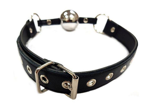 Leather Ball Gag W-silver Ball