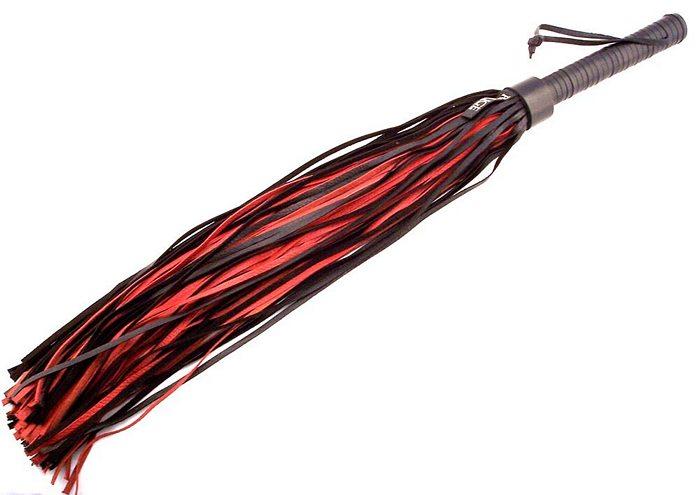 Long Leather Flogger Black-red