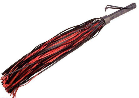 Long Leather Flogger Black-red