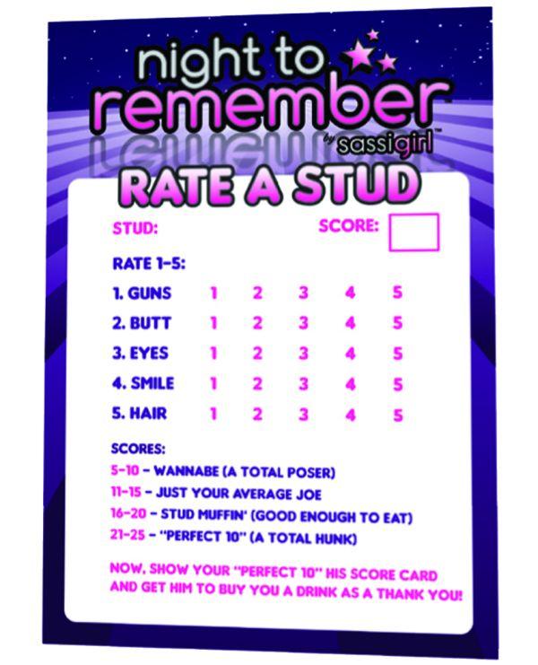 Night To Remember Stud Rating Card