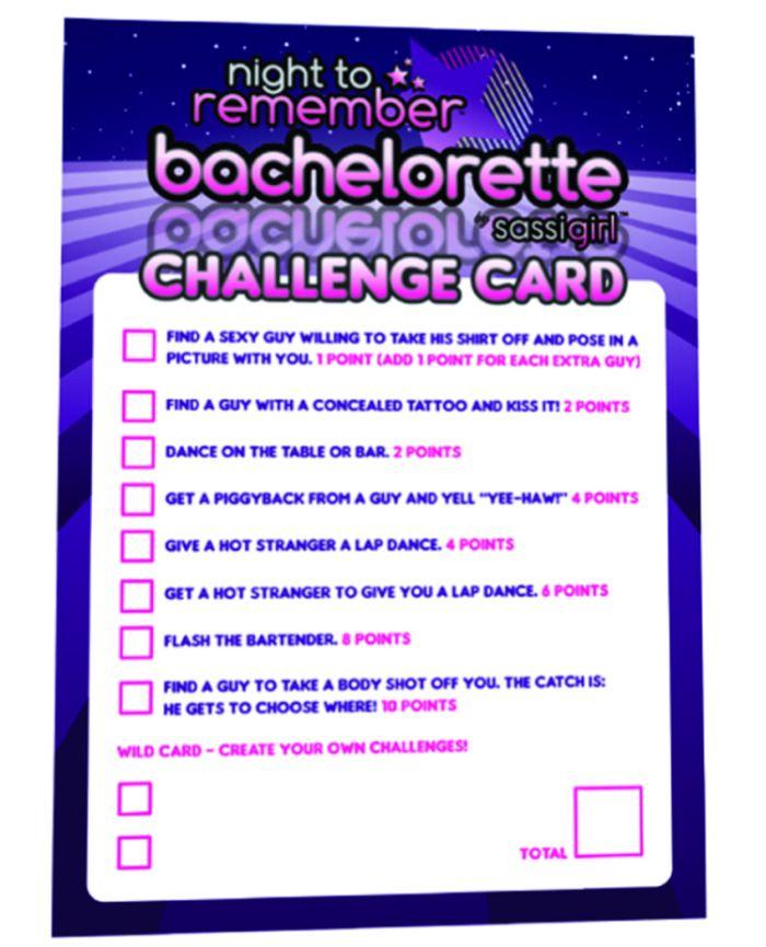 Night To Remember Bachelorette Challenge Cards