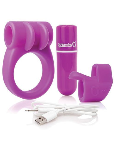 Screaming O Charged Combo #1 W-c Ring & Finger Sleeve Purple