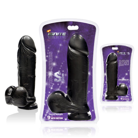 Ignite Thick Cock W-balls & Suction Black