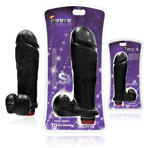 Ignite Thick Cock W-balls & Vibration Black 10in