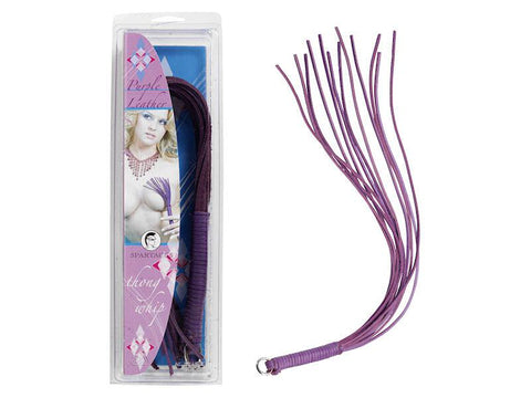 Leather Thong Whip Purple 20in