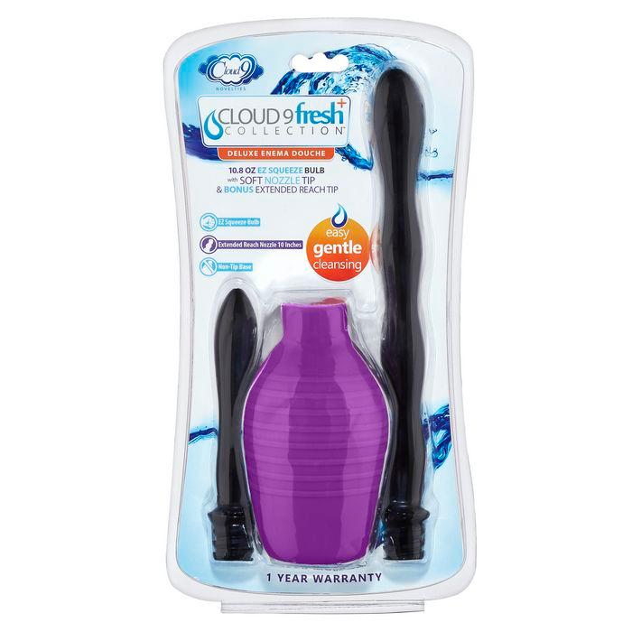 Cloud 9 Fresh + Deluxe Anal Enema Douche Kit 10.8 Oz Ez Squeeze Bulb W- Soft Nozzle
