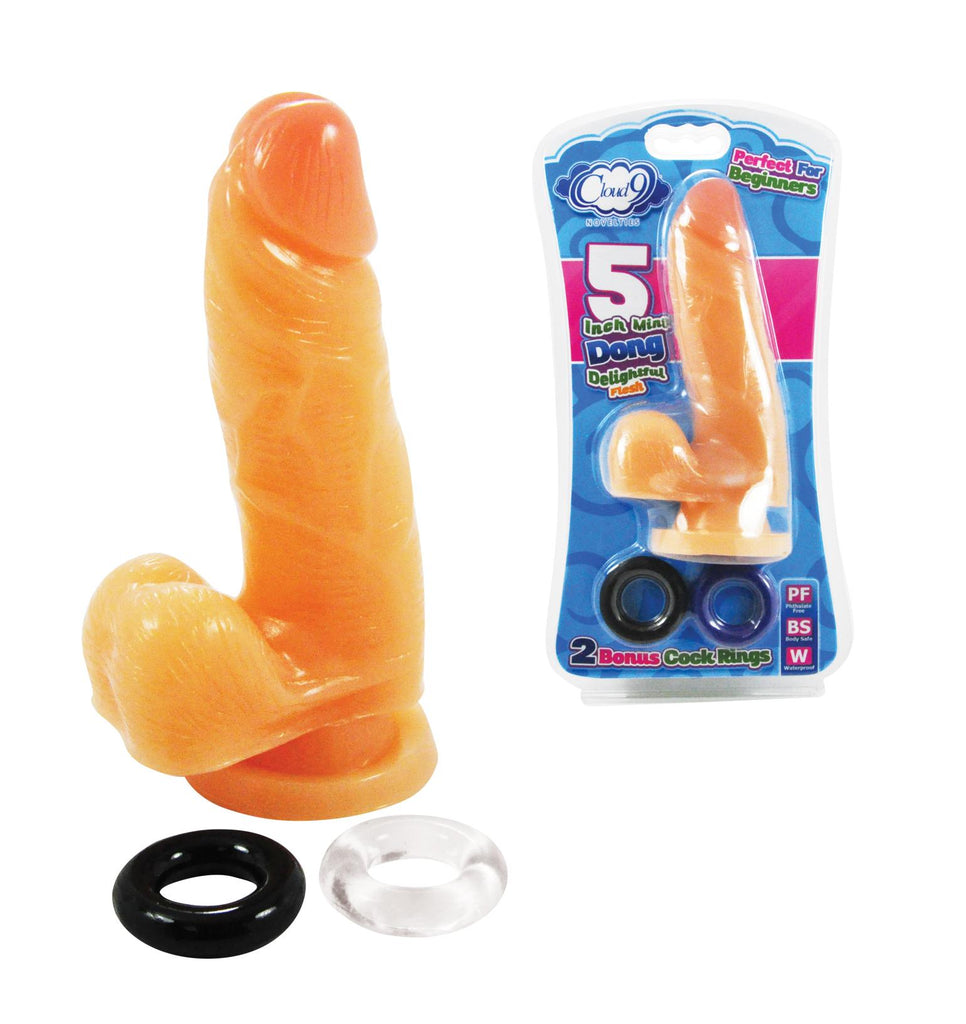 Cloud 9 5 Dildo Flesh W- 2 Bonus Cock Rings "