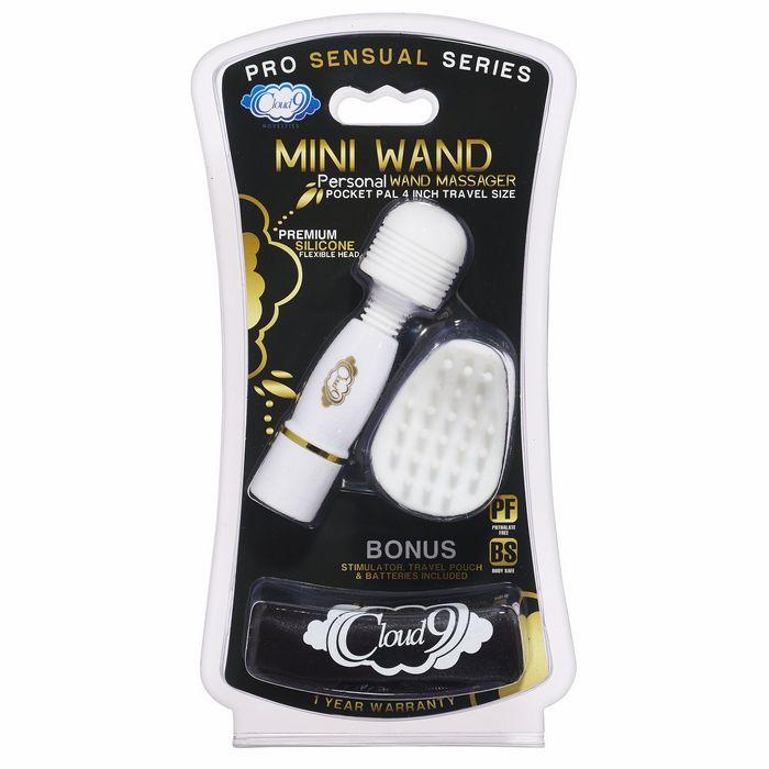 Cloud 9 Pro Sensual Mini Wand W-bonus Tip & Travel Pouch White