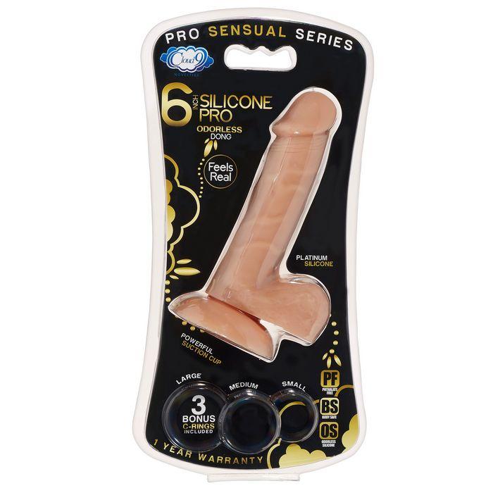 Pro Sensual Premium Silicone Dong W- 3 C Rings Tan 6 "