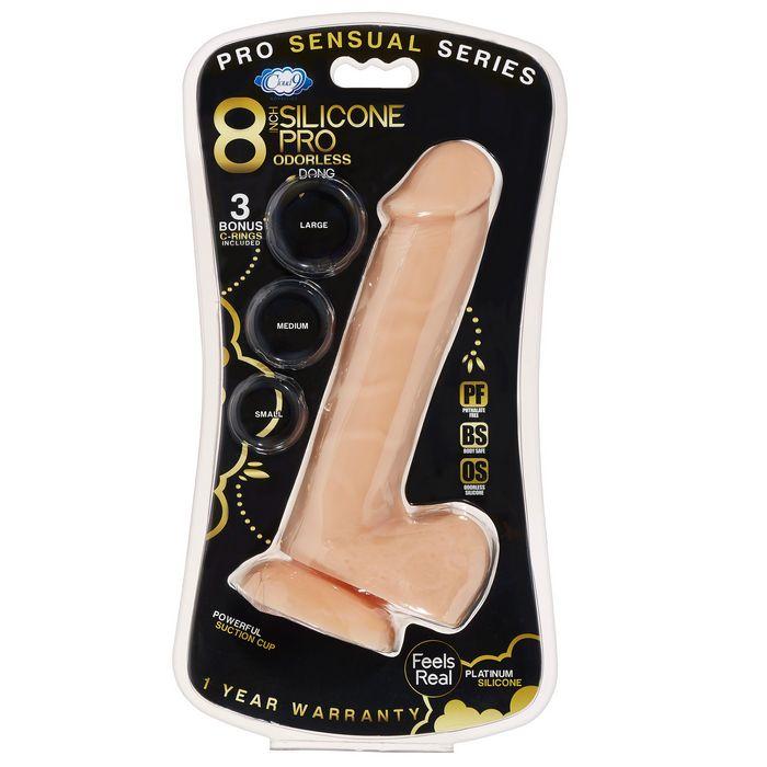 Pro Sensual Premium Silicone Dong W- 3 C Rings Flesh 8 "