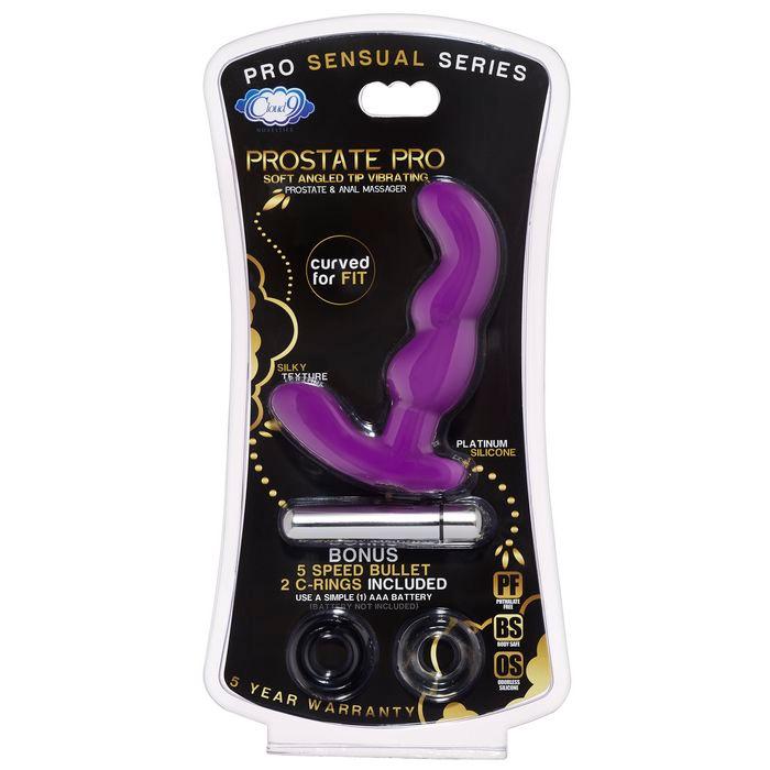 Prostate Pro Soft Angled Tip Prostate Anal Massager Purple W-c Rings