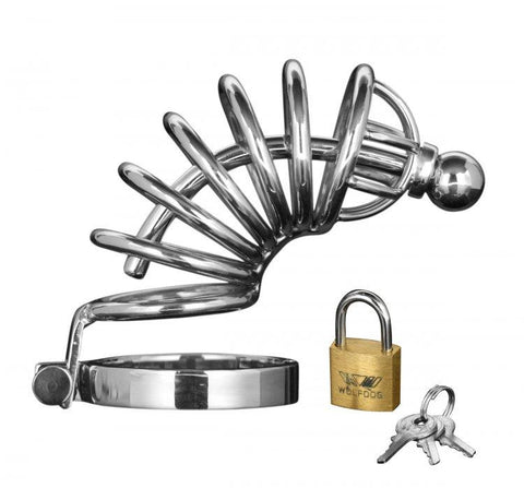 Masters Asylum 6 Ring Locking Cage W-urethral Plug Md-lg