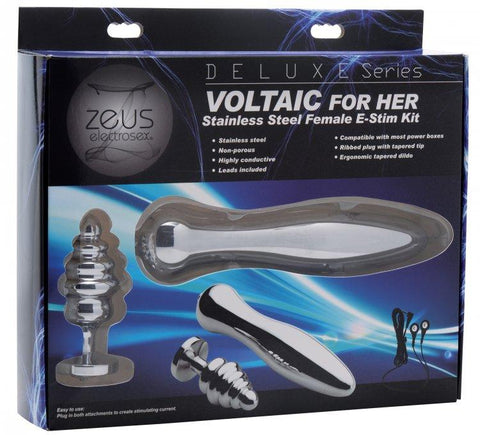 Zeus Deluxe Series Voltaic For Her Stainless Steel Female E Stim Kit