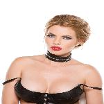 Black Faux Leather Zip Collar O-s